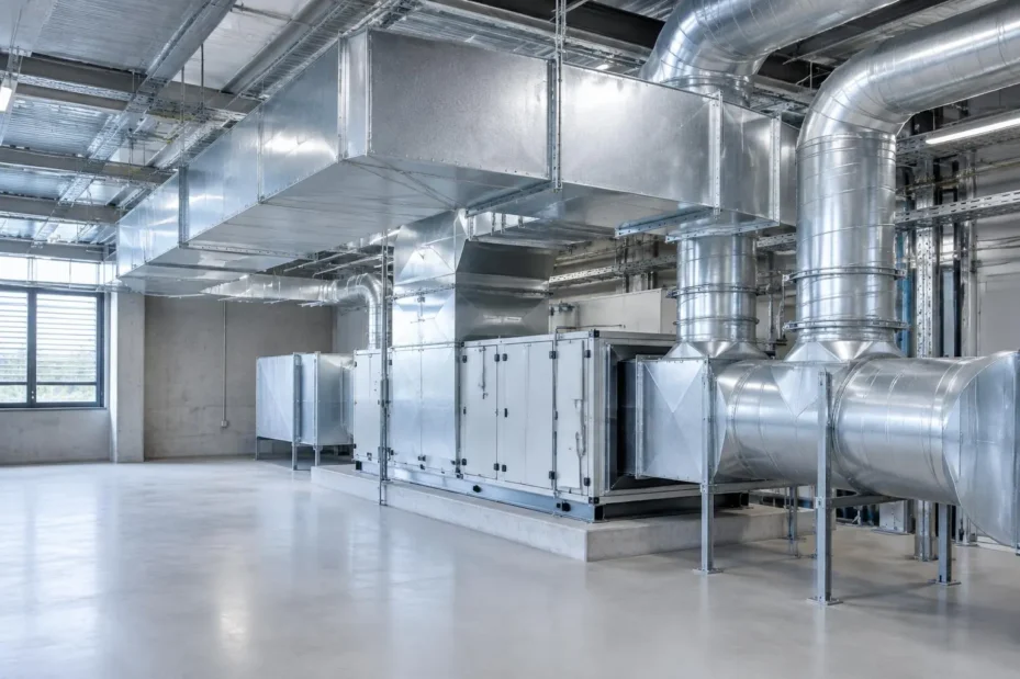 Commercial HVAC ductwork and air handling equipment