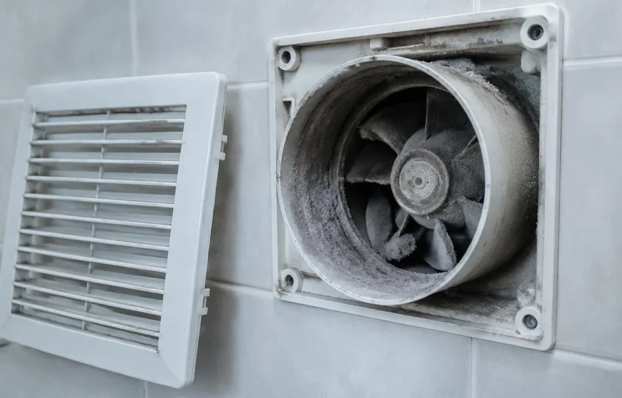 Illustration of a ceiling extract grille in a commercial amenity area